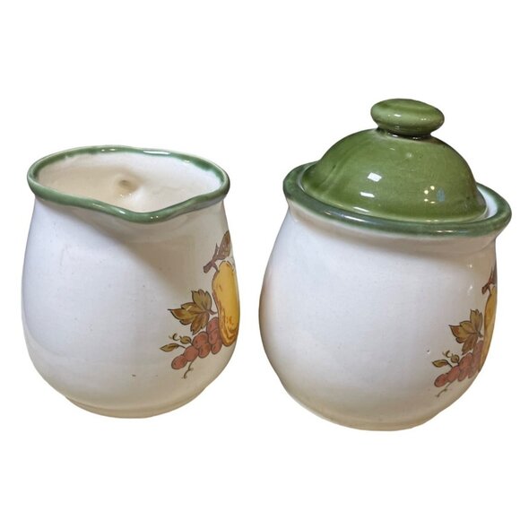 Creamer Sugar Set Fruit Pattern Apple Pear Orange - Picture 4 of 10